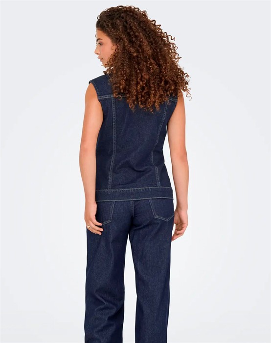 OnlJoana Rinse Denim Vest - Dark Blue Denim
